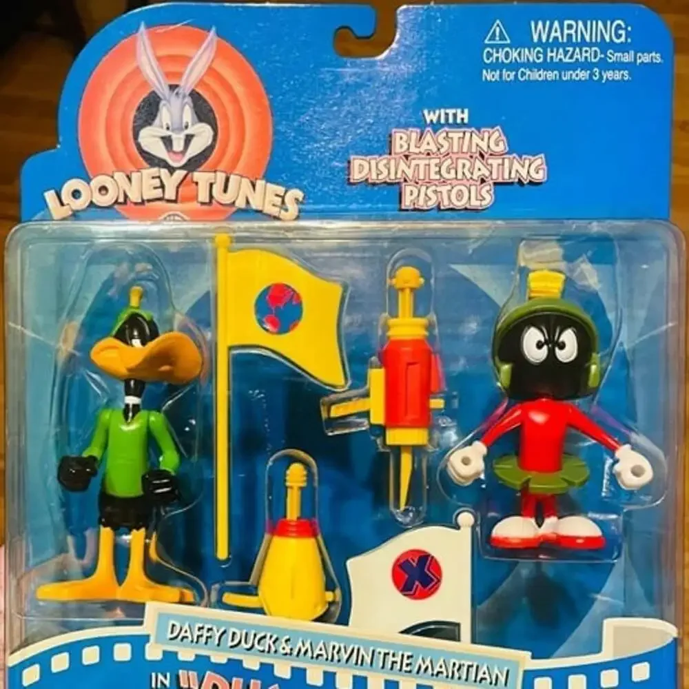 Daffy Duck Marvin the Martian 2 Pack Figures Sealed Clear Bubble Corner Crease